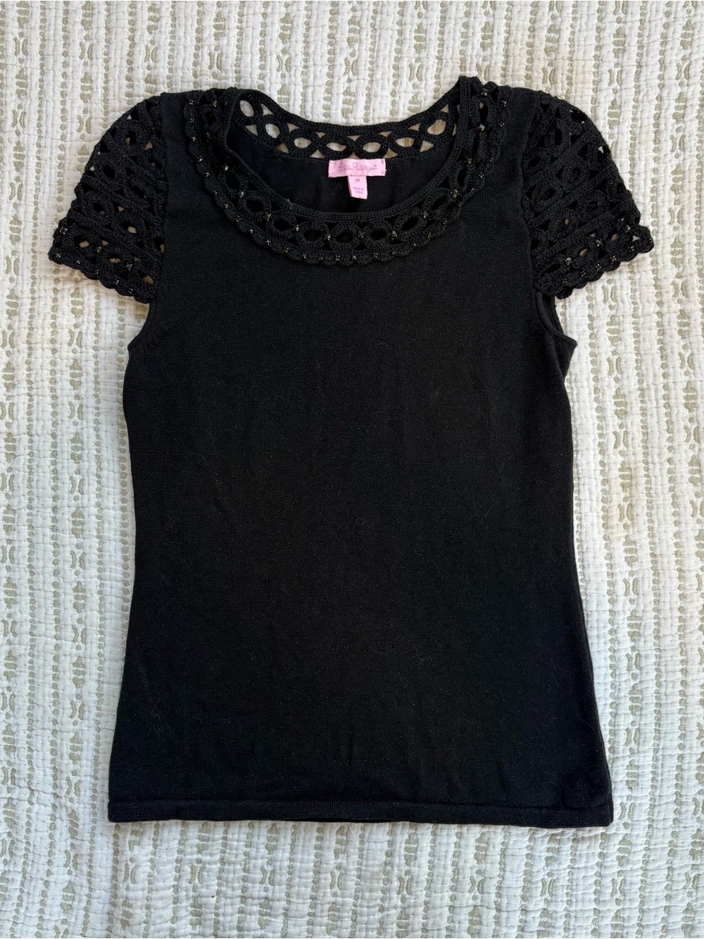Lilly Pulitzer Kathleen Sweater, Round Neck Pullover, Black, Size M